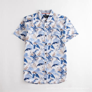 Camisa de verão casual havaiana masculina estampada